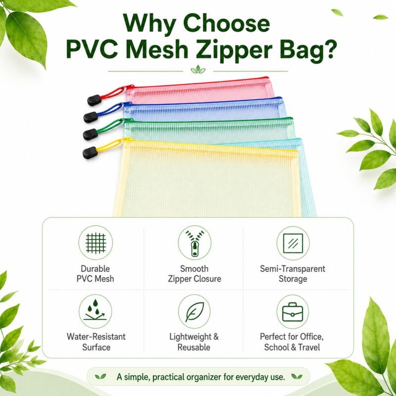 Tas Ritsleting File Jaring PVC (Ukuran A4/A3)