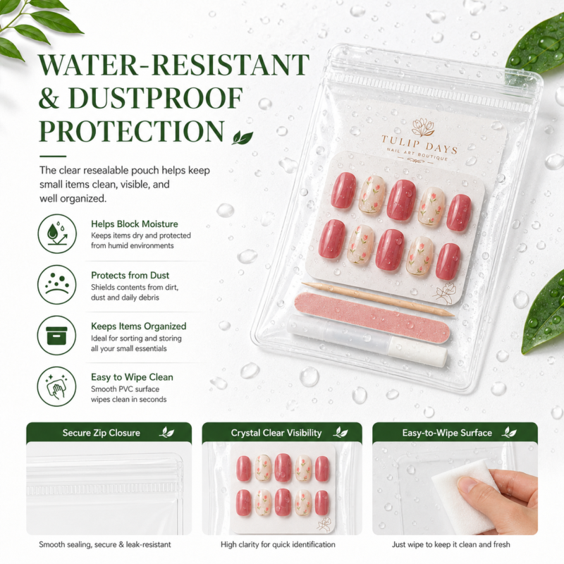 PVC Press-on Nails & Nail Art Accessories Ziplock Bag
