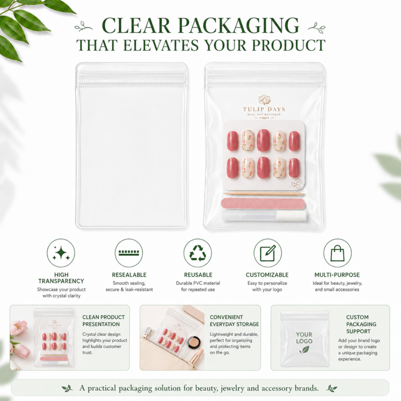 PVC Press-on Nails & Nail Art Accessories Ziplock Bag