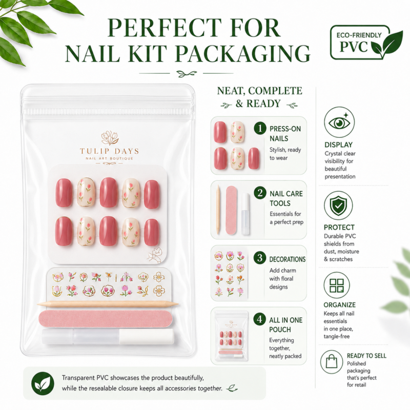 PVC Press-on Nails & Nail Art Accessories Ziplock Bag