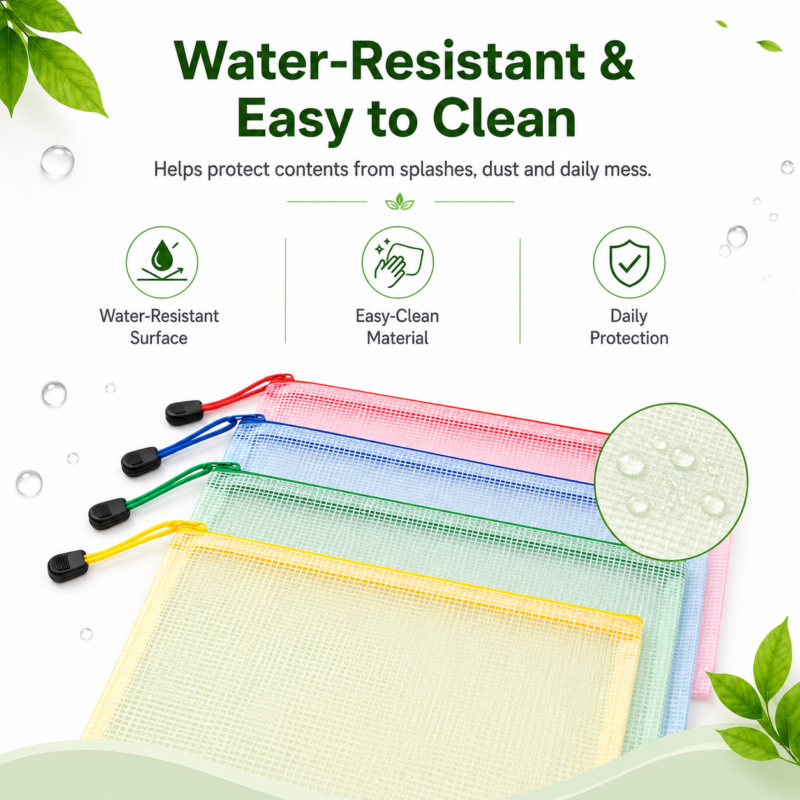 Tas Ritsleting File Jaring PVC (Ukuran A4/A3)