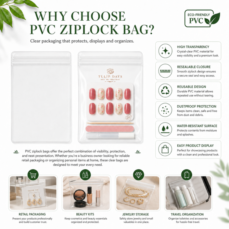 PVC Press-on Nails & Nail Art Accessories Ziplock Bag