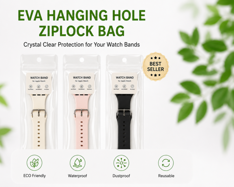 Clear EVA Ziplock Pouch with Hanging Hole for Watch Band Packaging