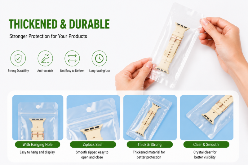 Clear EVA Ziplock Pouch with Hanging Hole for Watch Band Packaging