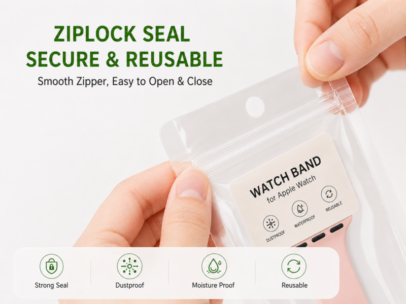 Clear EVA Ziplock Pouch with Hanging Hole for Watch Band Packaging