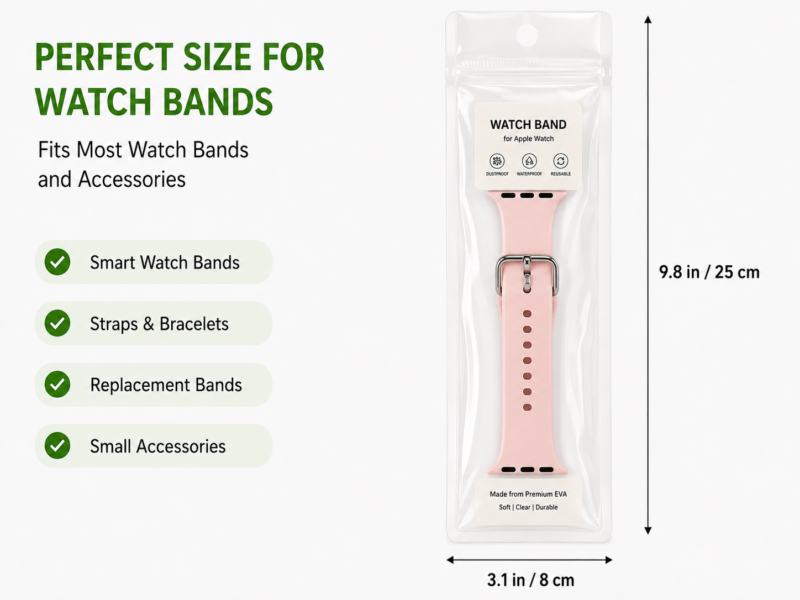 Clear EVA Ziplock Pouch with Hanging Hole for Watch Band Packaging