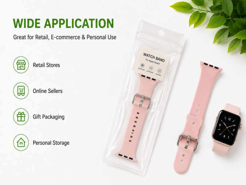 Clear EVA Ziplock Pouch with Hanging Hole for Watch Band Packaging