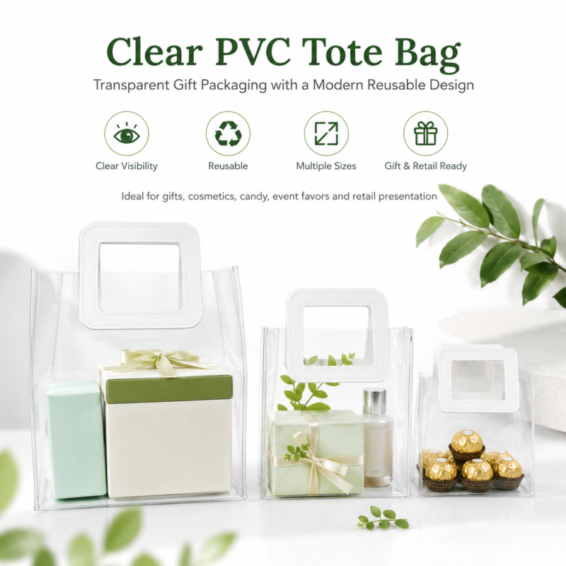 PVC Transparent Handbag Custom Size Luxury Gift Packaging Bags