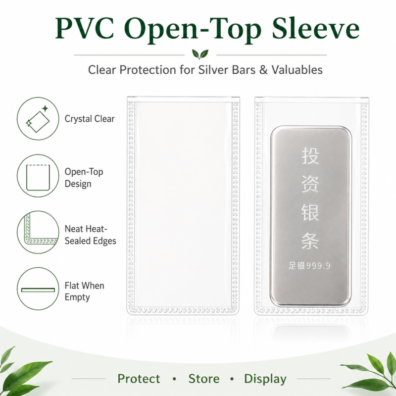 Clear PVC Flat Packaging Pouches for Silver Bars and Bullion Packaging
