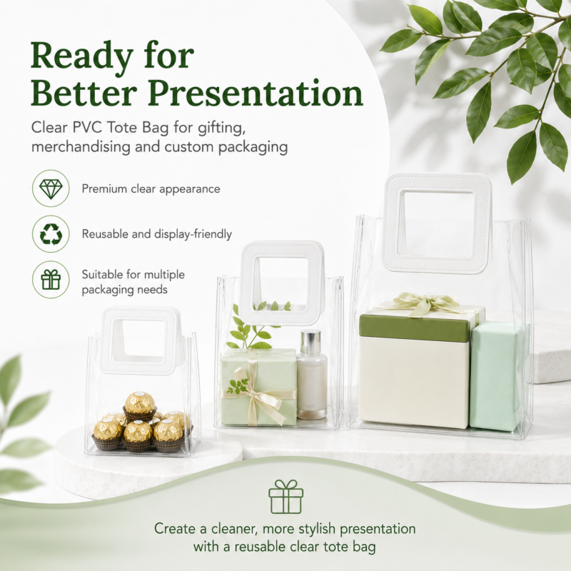 PVC Transparent Handbag Custom Size Luxury Gift Packaging Bags