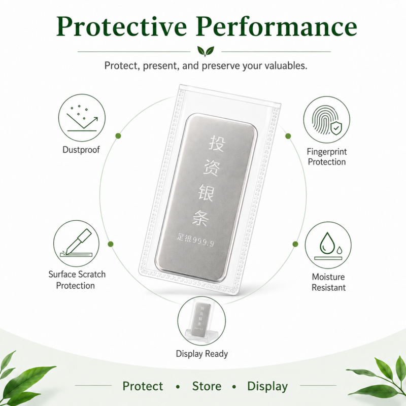 Clear PVC Flat Packaging Pouches for Silver Bars and Bullion Packaging