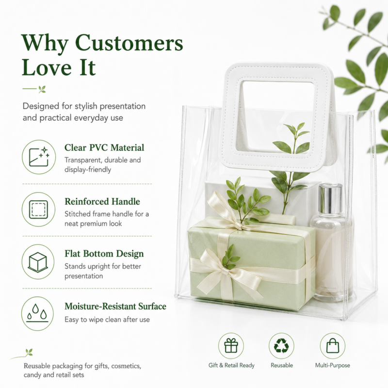 PVC Transparent Handbag Custom Size Luxury Gift Packaging Bags
