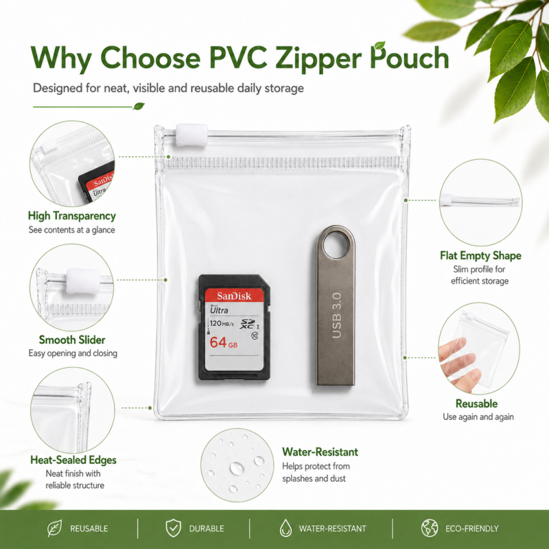 PVC SD Cards & USB Flash Drives Zipper Bag