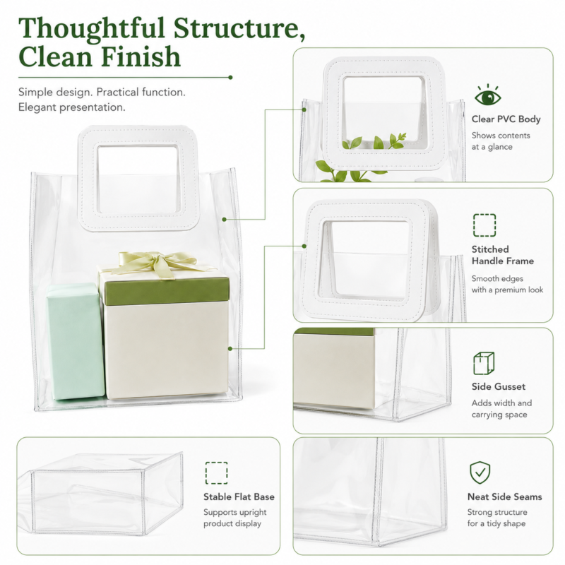 PVC Transparent Handbag Custom Size Luxury Gift Packaging Bags