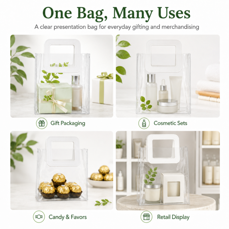 PVC Transparent Handbag Custom Size Luxury Gift Packaging Bags