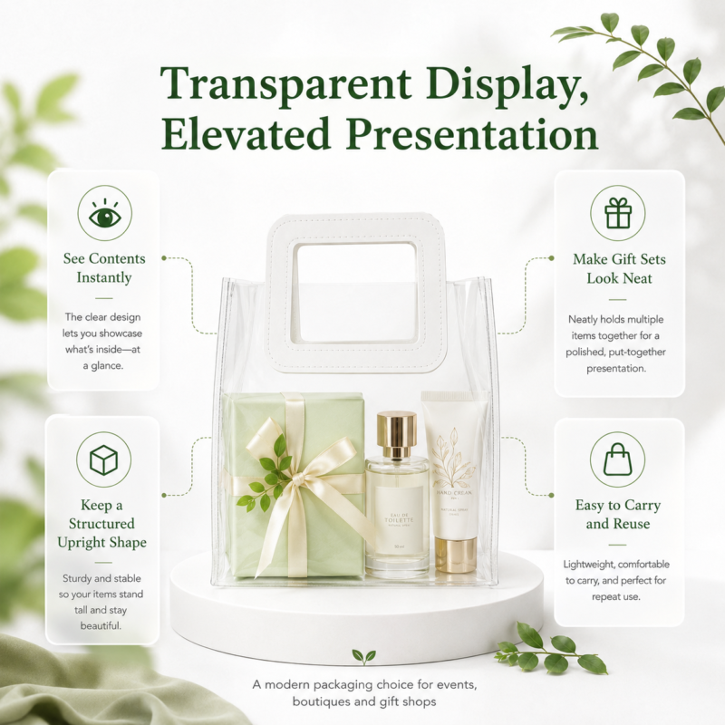 PVC Transparent Handbag Custom Size Luxury Gift Packaging Bags