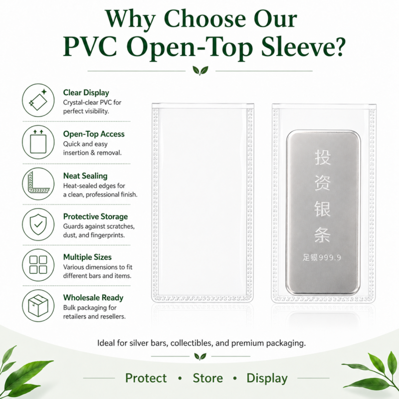 Clear PVC Flat Packaging Pouches for Silver Bars and Bullion Packaging