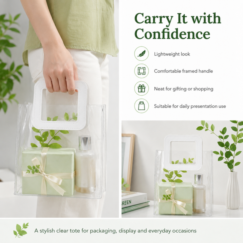 PVC Transparent Handbag Custom Size Luxury Gift Packaging Bags