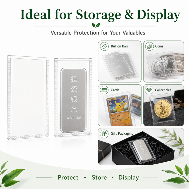 Clear PVC Flat Packaging Pouches for Silver Bars and Bullion Packaging