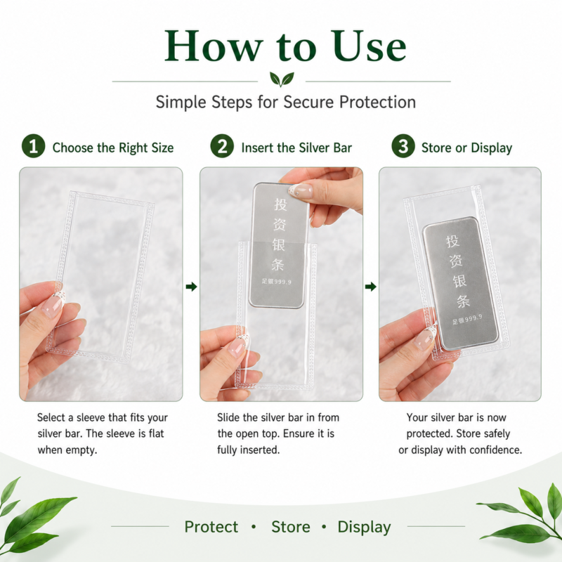 Clear PVC Flat Packaging Pouches for Silver Bars and Bullion Packaging