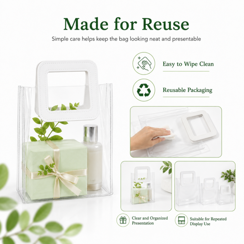 PVC Transparent Handbag Custom Size Luxury Gift Packaging Bags