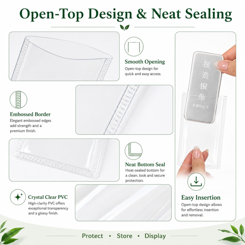 Clear PVC Flat Packaging Pouches for Silver Bars and Bullion Packaging