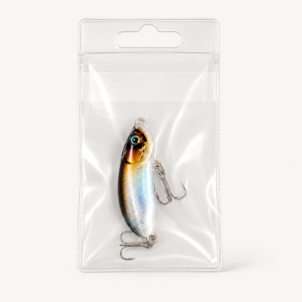 PVC Fishing Lure Packaging Bag for clear retail display packaging of lures and bait.