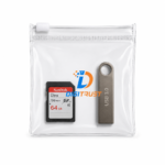 PVC zipper pouch clear slider bag for USB drive and SD card storage with custom logo