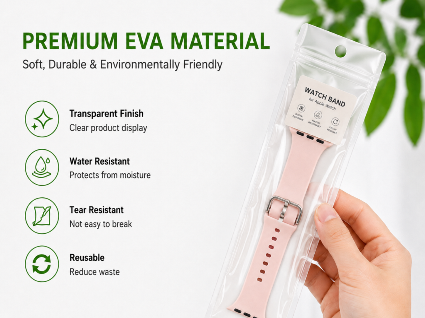 Clear EVA Ziplock Pouch with Hanging Hole for Watch Band Packaging