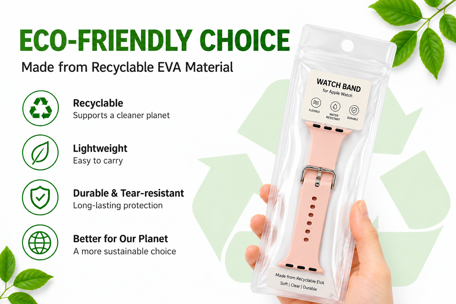 Clear EVA Ziplock Pouch with Hanging Hole for Watch Band Packaging