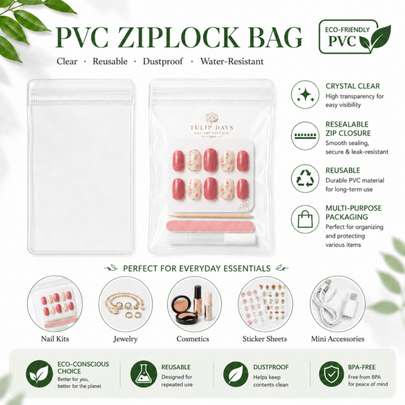 PVC Press-on Nails & Nail Art Accessories Ziplock Bag
