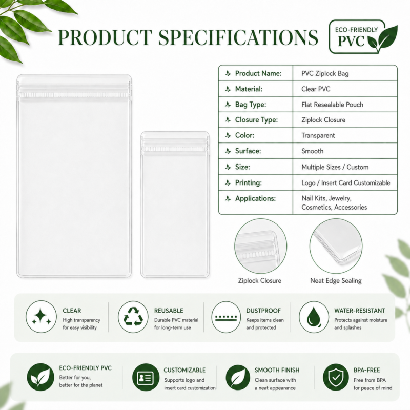 PVC Press-on Nails & Nail Art Accessories Ziplock Bag
