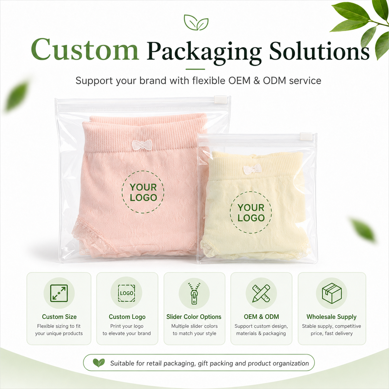 Colthes & Underwear & T-Shirt Zipper Packaging Bag For Clothing