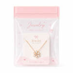 EVA Jewelry Ziplock Bag with pink zipper and printed card for necklace packaging