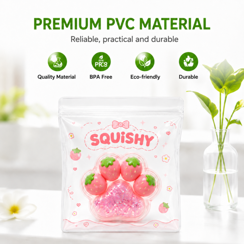 Clear PVC Ziplock Bags | Transparent Plastic Ziplock Pouches for Squishy Toys Packaging