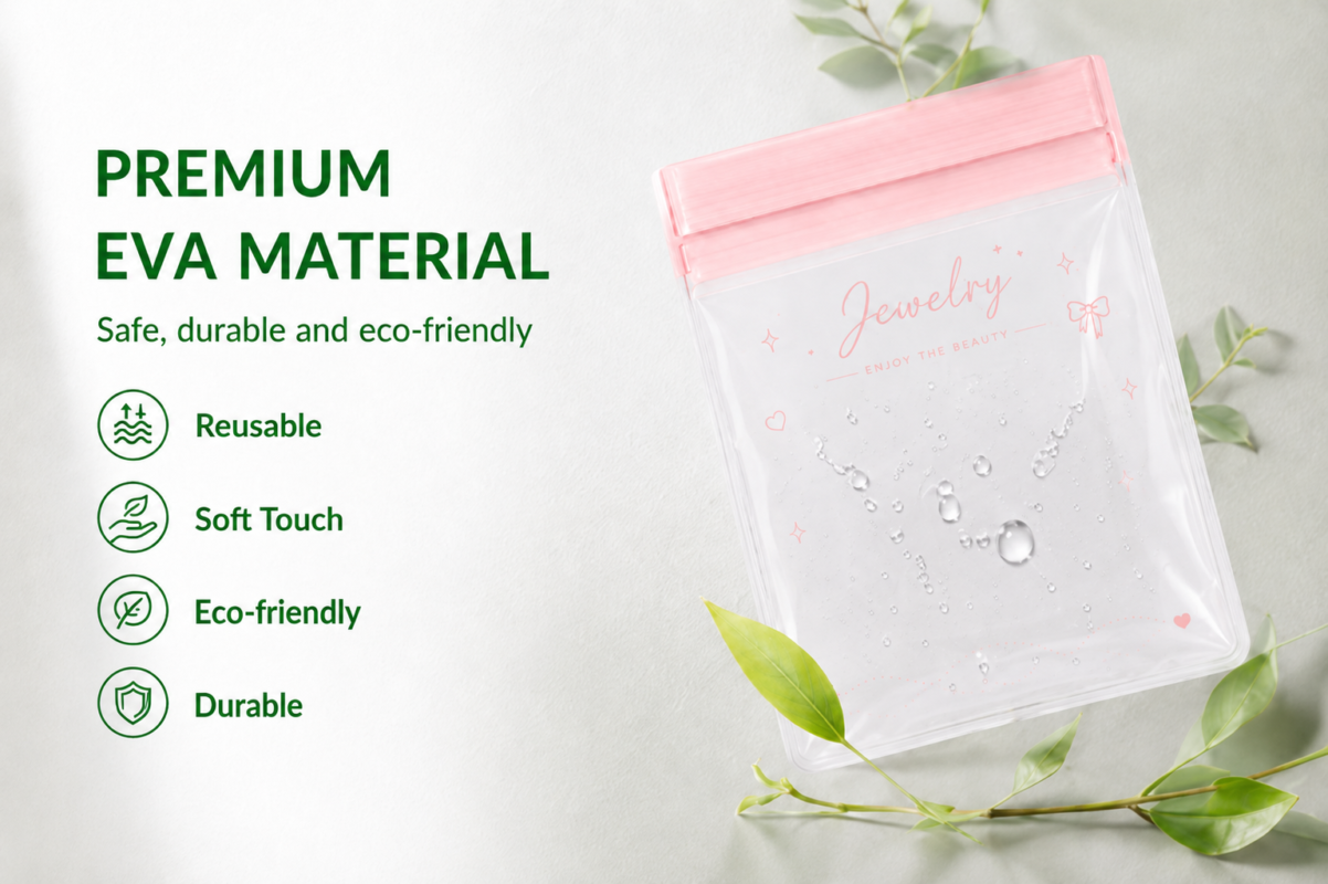 Pink EVA Ziplock Bags for Jewelry Packaging | Transparent Plastic Ziplock Pouches