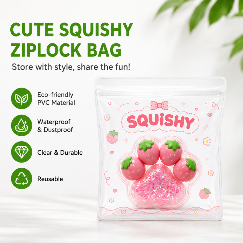 Clear PVC Ziplock Bags | Transparent Plastic Ziplock Pouches for Squishy Toys Packaging