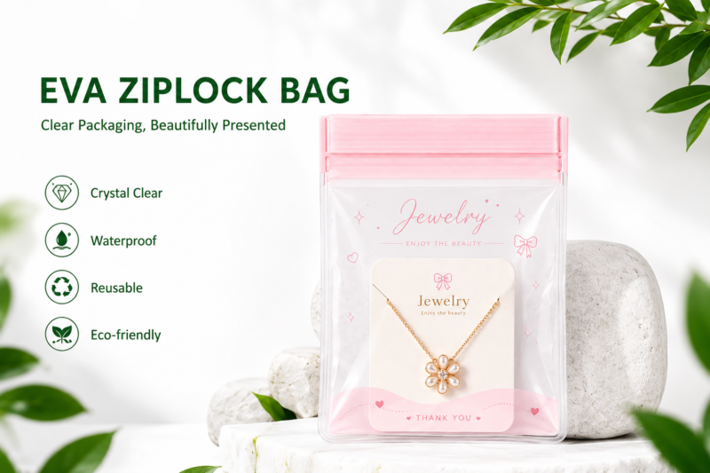 Pink EVA Ziplock Bags for Jewelry Packaging | Transparent Plastic Ziplock Pouches
