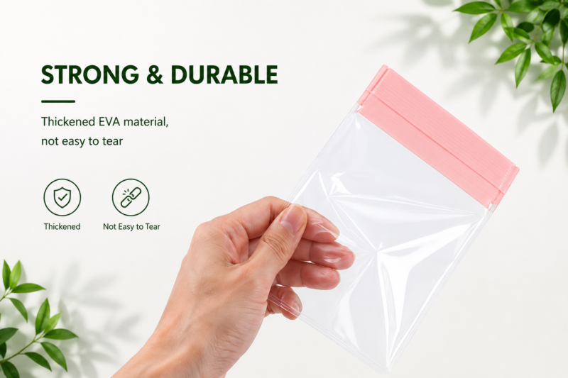 Pink EVA Ziplock Bags for Jewelry Packaging | Transparent Plastic Ziplock Pouches