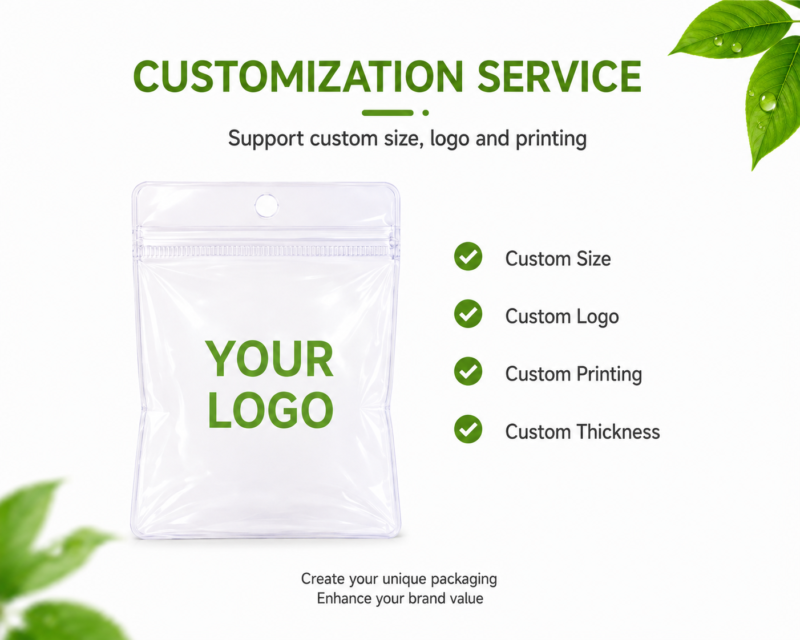 Clear PVC Hanging Hole Ziplock Bags for Coin Jewelry Packaging