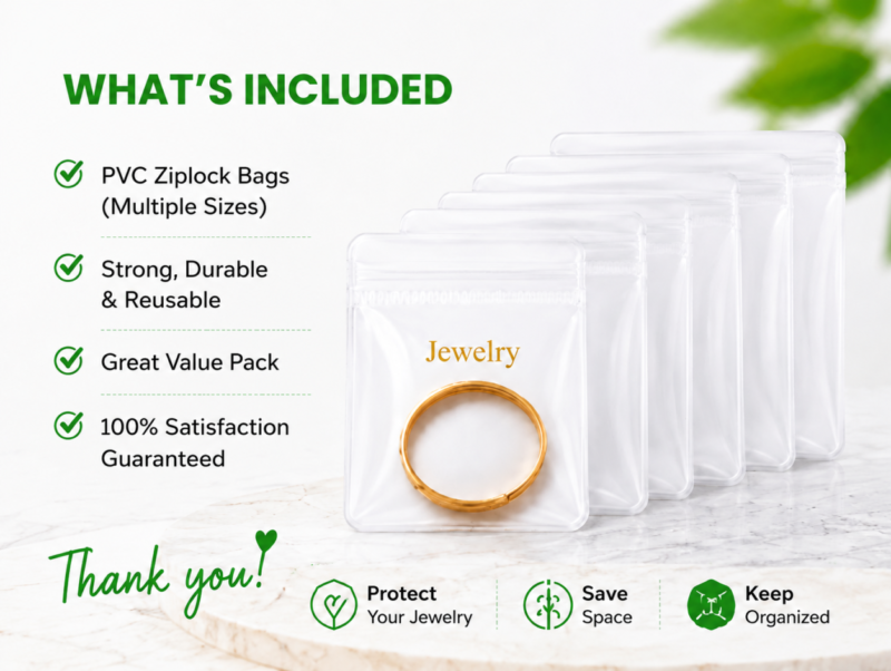 Clear PVC Jewelry Ziplock Bags | Anti-Tarnish PVC Ziplock Pouches