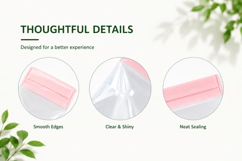 Pink EVA Ziplock Bags for Jewelry Packaging | Transparent Plastic Ziplock Pouches