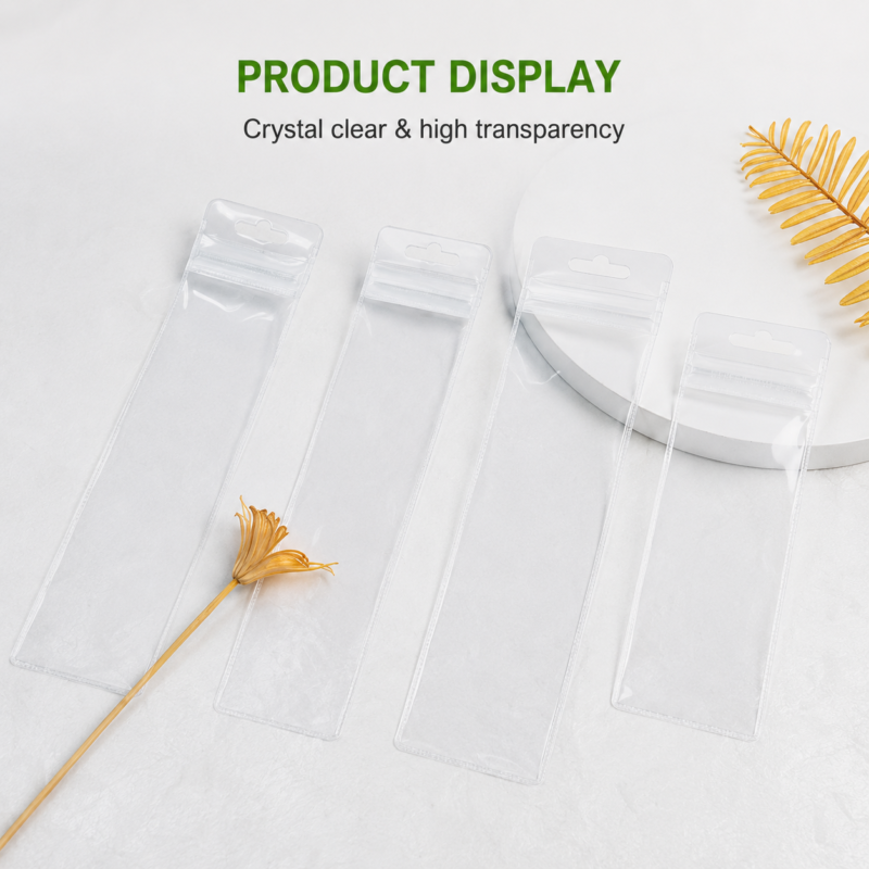 Clear PVC Hanging Hole Pudding Bags for Necklace Packaging| Jewelry Ziplock Pouches