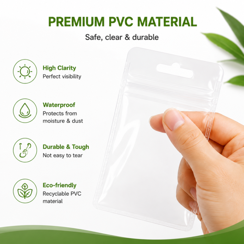 Clear PVC Hanging Hole Pudding Bags for Necklace Packaging| Jewelry Ziplock Pouches