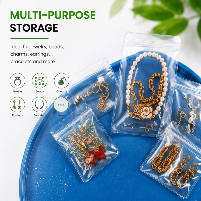 Clear PVC Jewelry Ziplock Bags | Anti-Tarnish PVC Ziplock Pouches