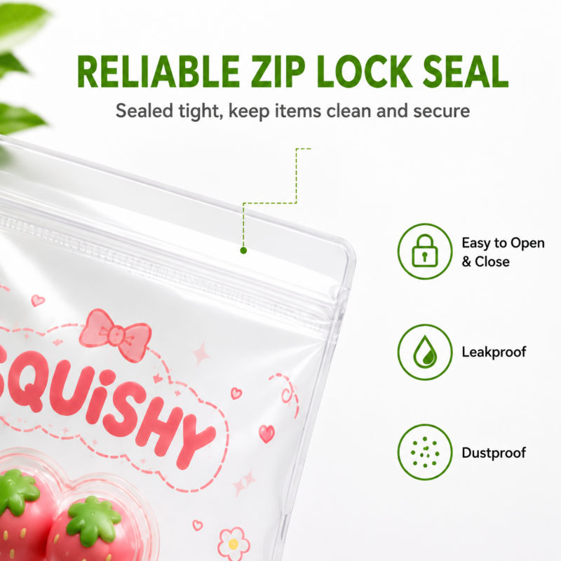 Clear PVC Ziplock Bags | Transparent Plastic Ziplock Pouches for Squishy Toys Packaging
