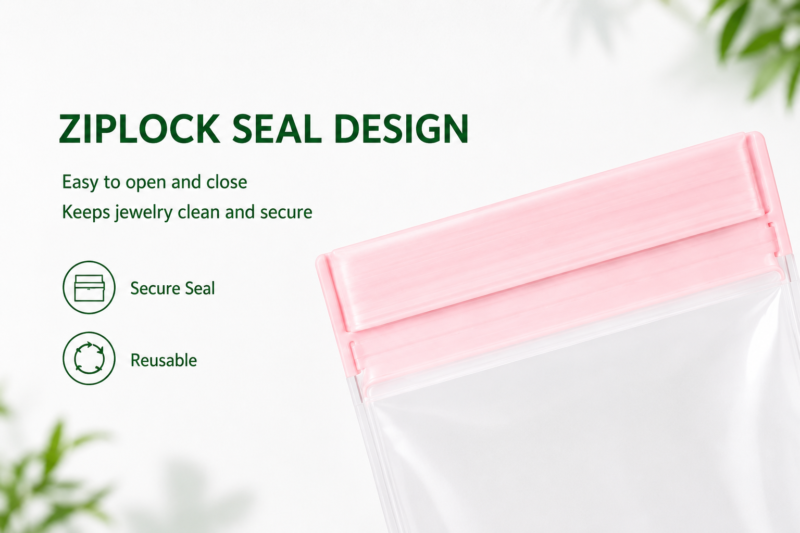 Pink EVA Ziplock Bags for Jewelry Packaging | Transparent Plastic Ziplock Pouches