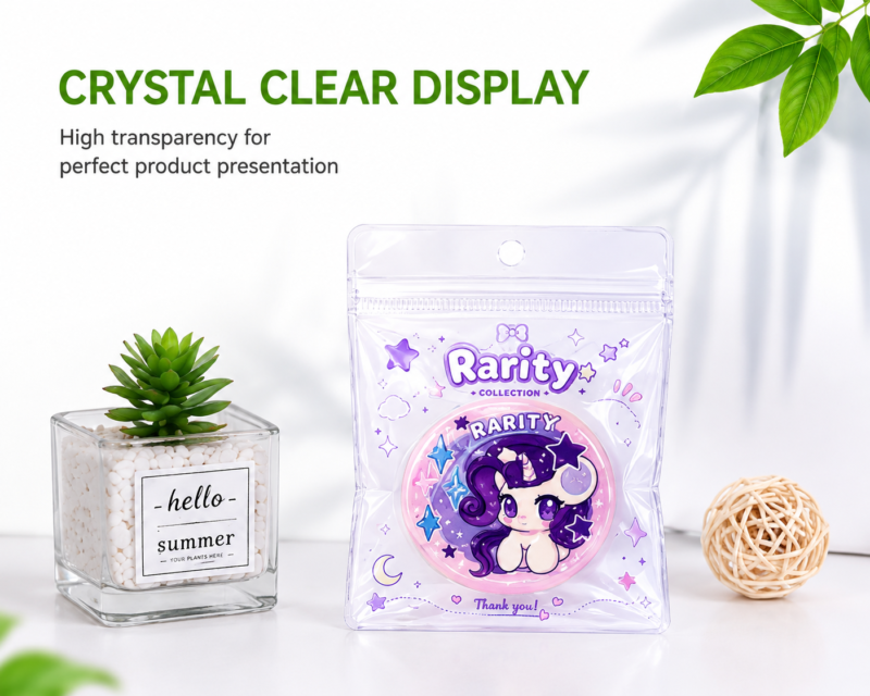 Clear PVC Hanging Hole Ziplock Bags for Coin Jewelry Packaging