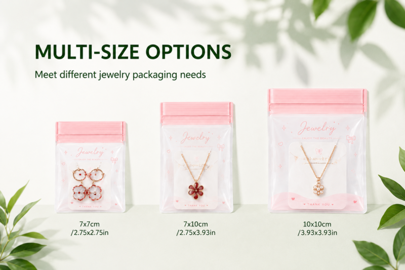 Pink EVA Ziplock Bags for Jewelry Packaging | Transparent Plastic Ziplock Pouches