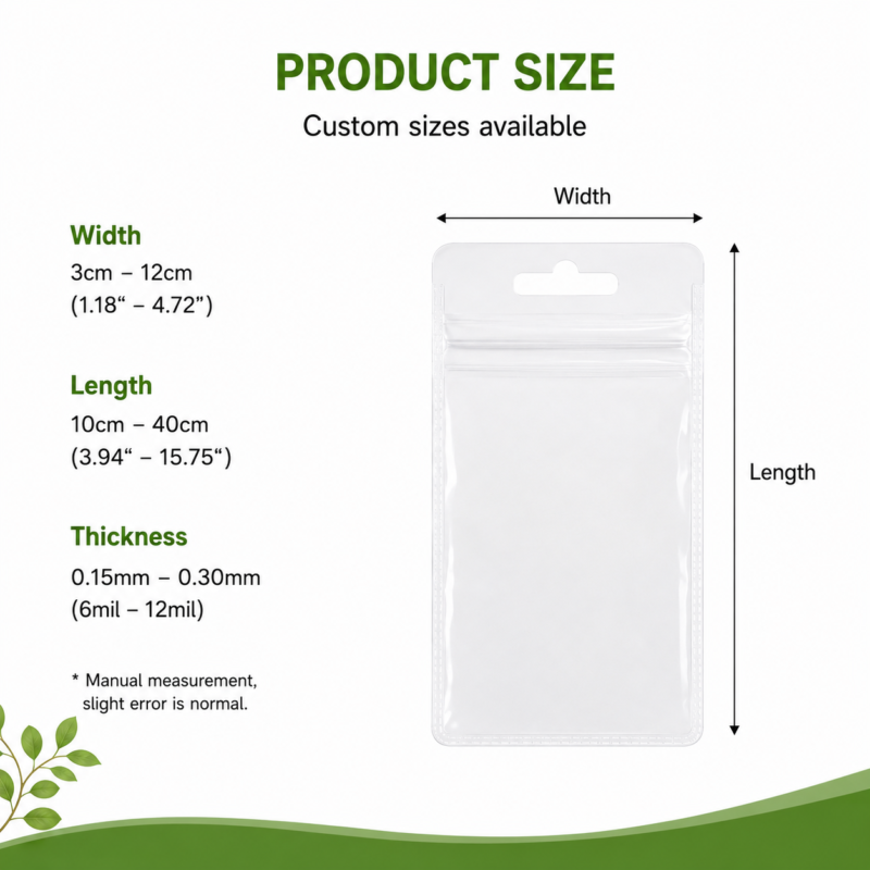 Clear PVC Hanging Hole Pudding Bags for Necklace Packaging| Jewelry Ziplock Pouches